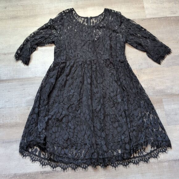 Torrid Dresses & Skirts - NWOT Torrid Lace Dress Womens Size 20 Black Goth Long Sleeve Knee Length